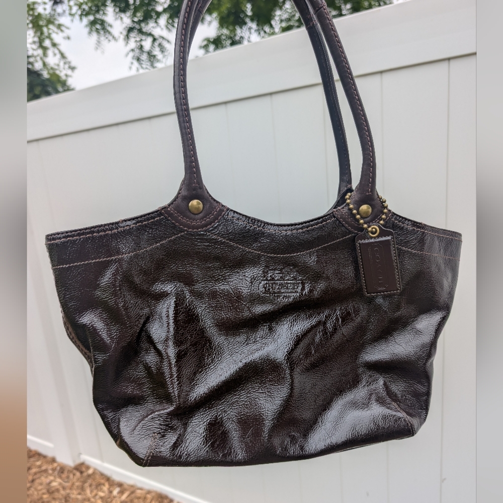 🍫 Coach Brown Patent Leather Bleeker Tote - 12362 🍫